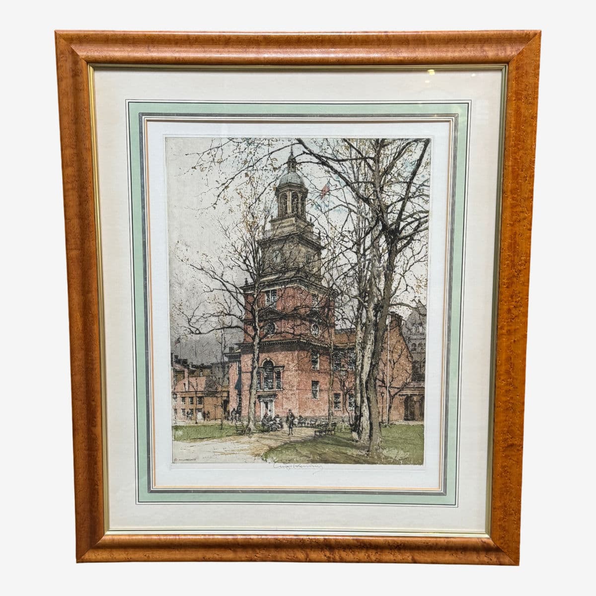 Luigi Kasimir Philadelphia Independence Hall Etching, Signed Circa 1920s - Image 1