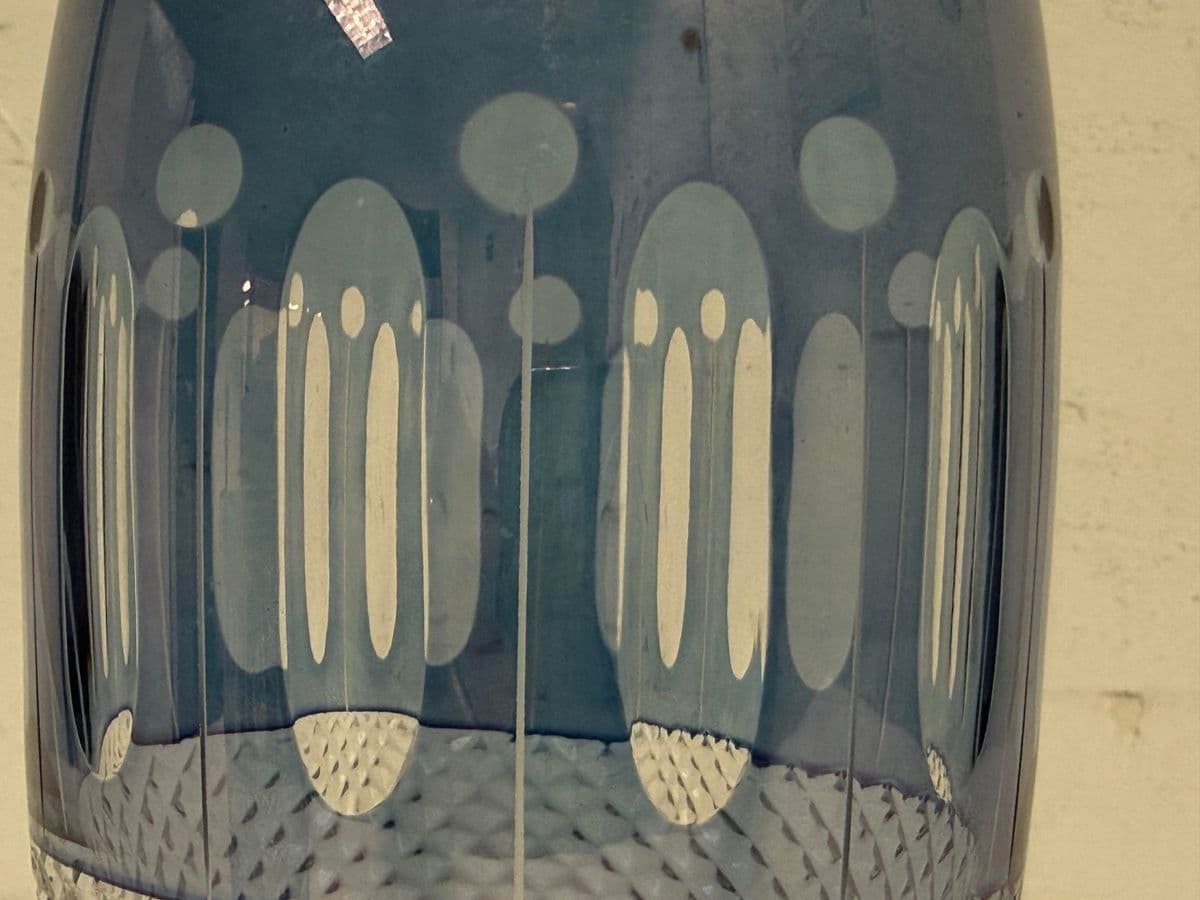 Crystal Blue Cut Decanter + Matching Tumblr, Pair - Thumbnail 4