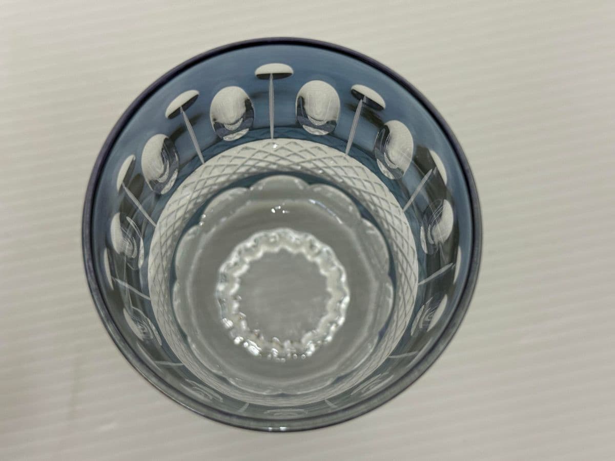 Crystal Blue Cut Decanter + Matching Tumblr, Pair - Thumbnail 9