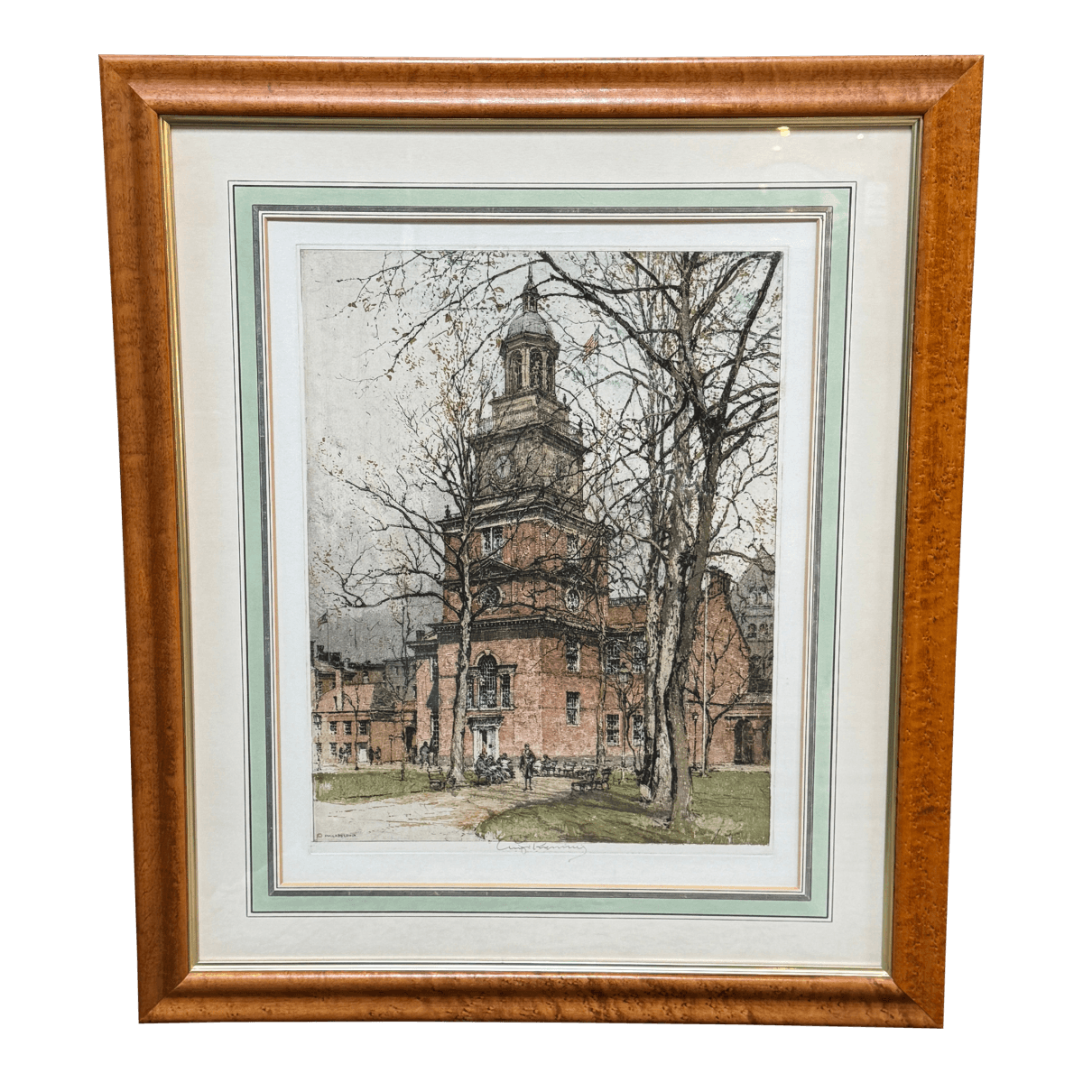 Luigi Kasimir Philadelphia Independence Hall Etching, Signed Circa 1920s - Thumbnail 2