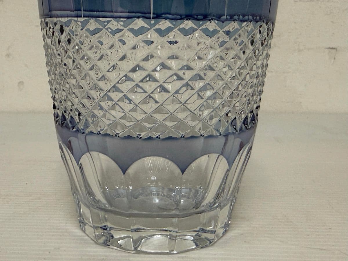 Crystal Blue Cut Decanter + Matching Tumblr, Pair - Thumbnail 8