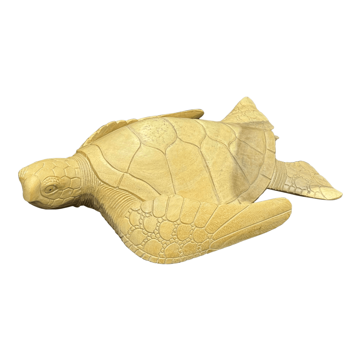 Coastal Carved Wood Sea Turtle Sculpture - Thumbnail 2