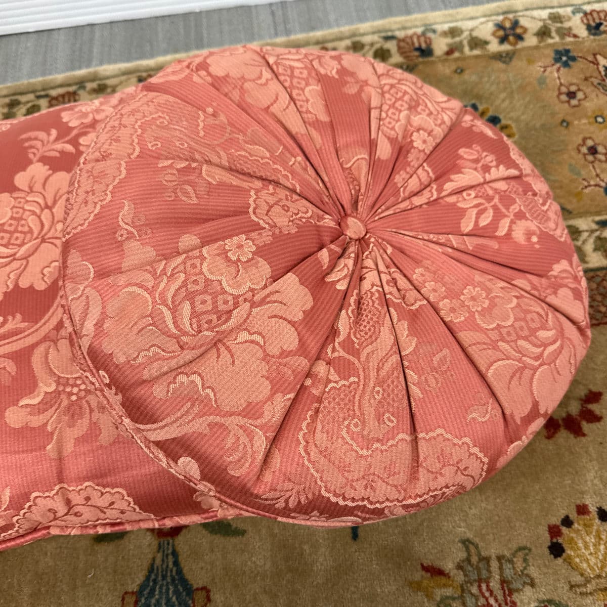 Rose Pink Floral Brocade Throw Pillows, Set of Three - Thumbnail 8