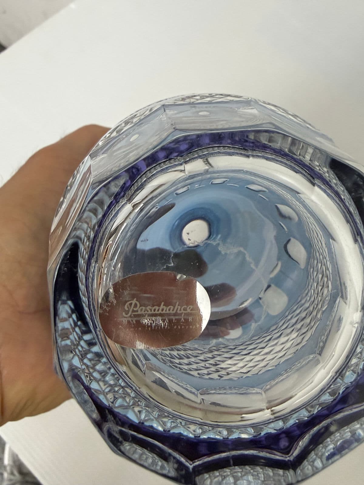 Crystal Blue Cut Decanter + Matching Tumblr, Pair - Thumbnail 13