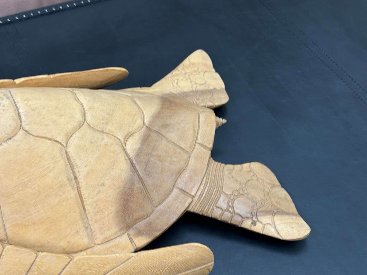 Coastal Carved Wood Sea Turtle Sculpture - Thumbnail 12