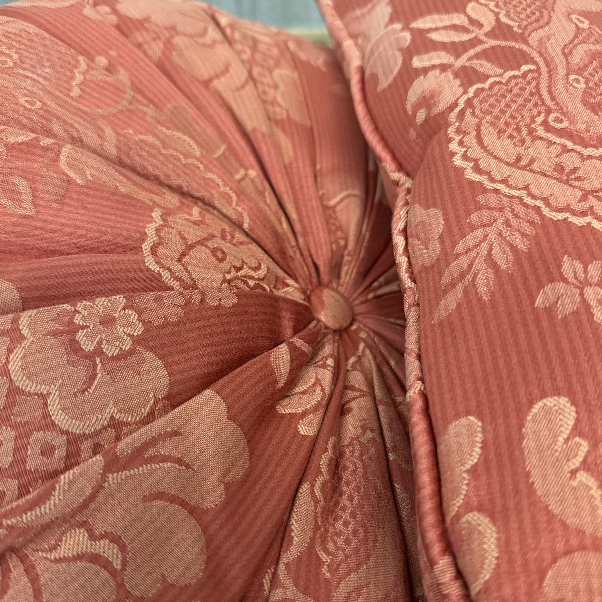 Rose Pink Floral Brocade Throw Pillows, Set of Three - Thumbnail 13