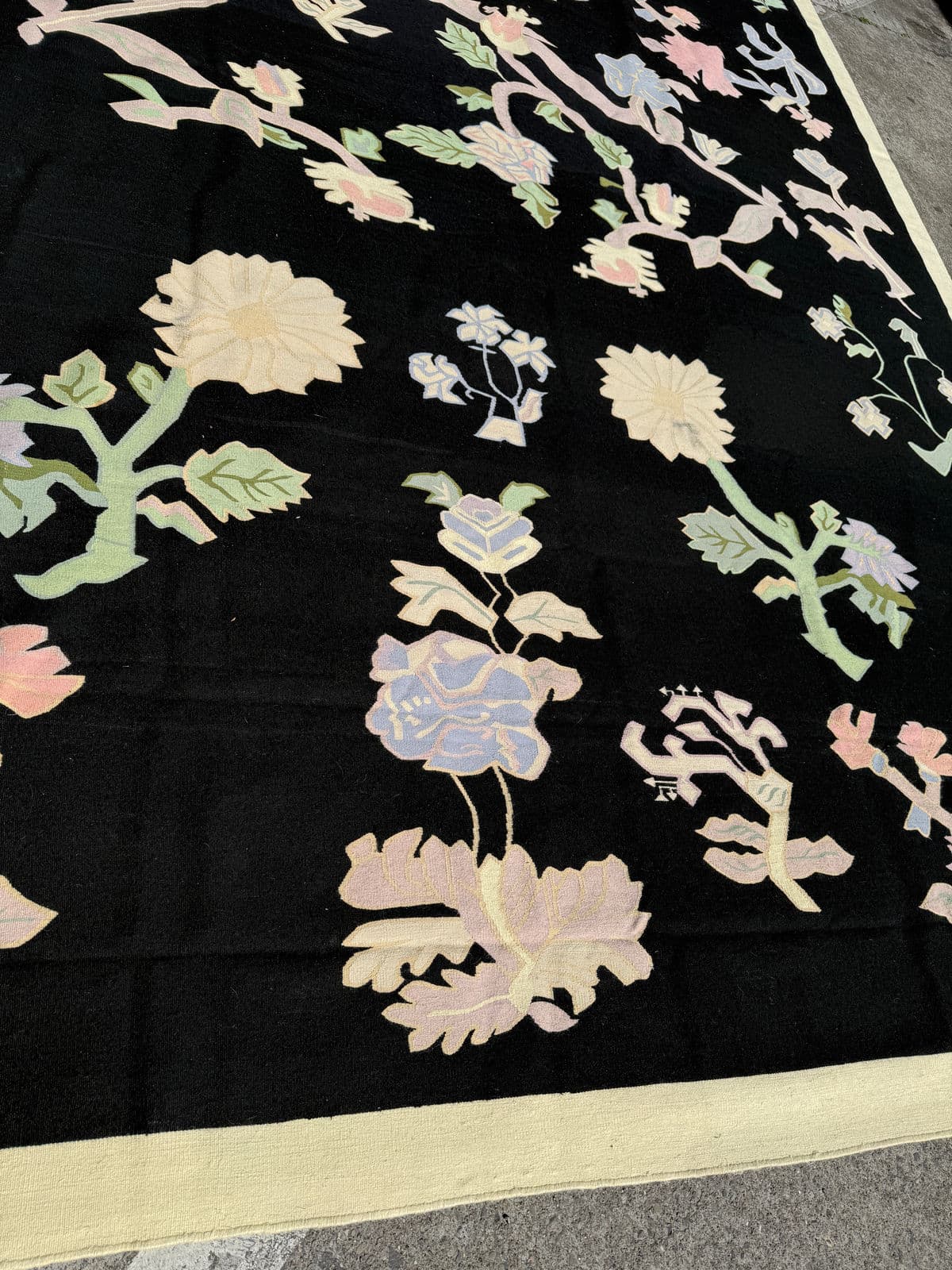 11ft 8in × 13ft 11in Strack Romania Botanical Kilim Area Rug, Circa 1990 - Thumbnail 13