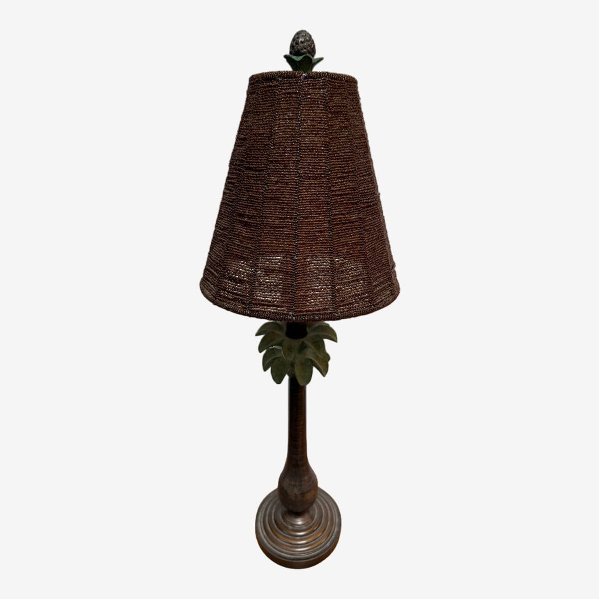 Tropical Palm Tree Table Lamp With Beaded Shade - Image 1