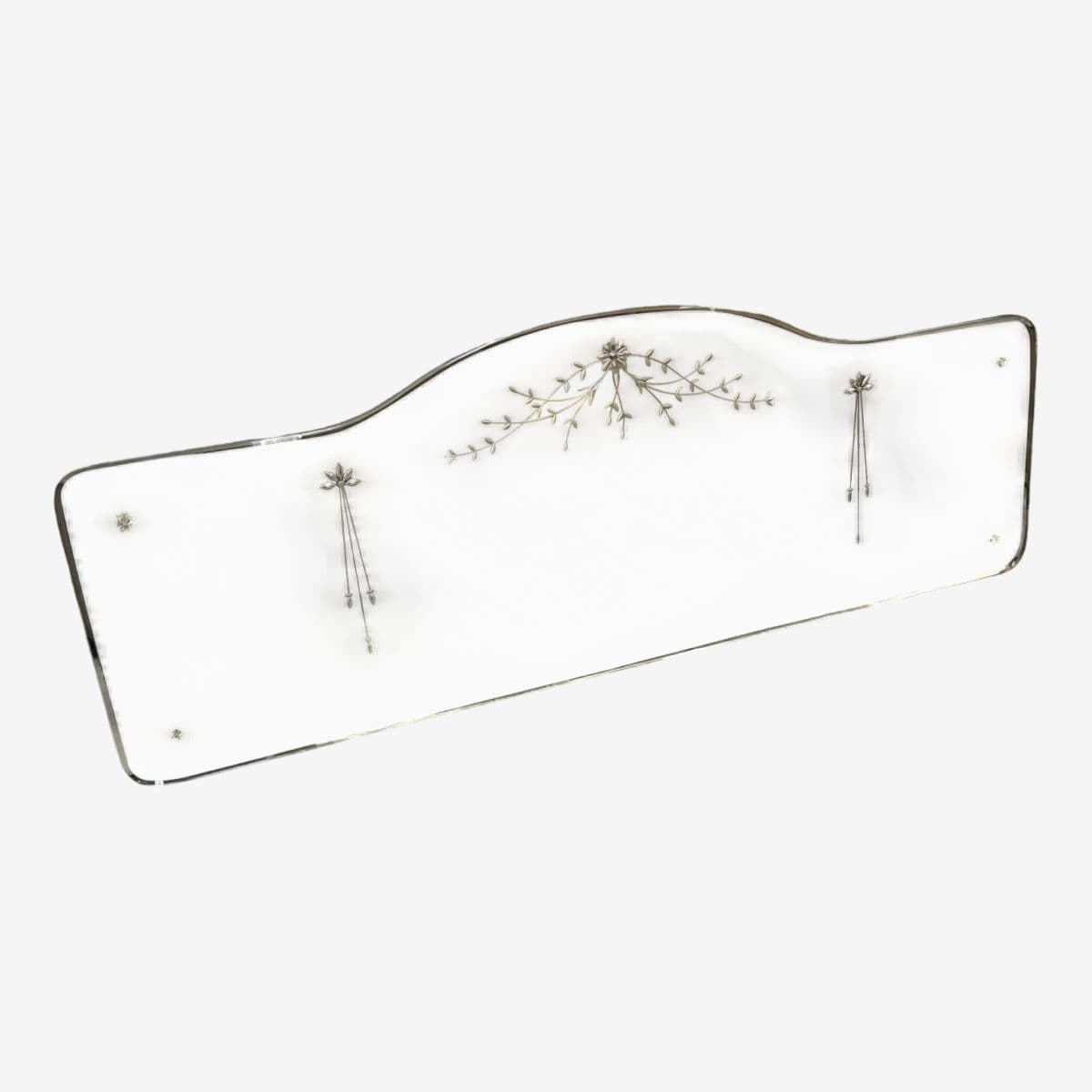 Art Deco Etched Floral Frameless Vanity Mirror, Mid 20th Century - Image 1