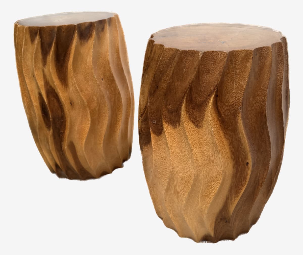 Organic Modern Maple Wood Stools, Pair - Image 1