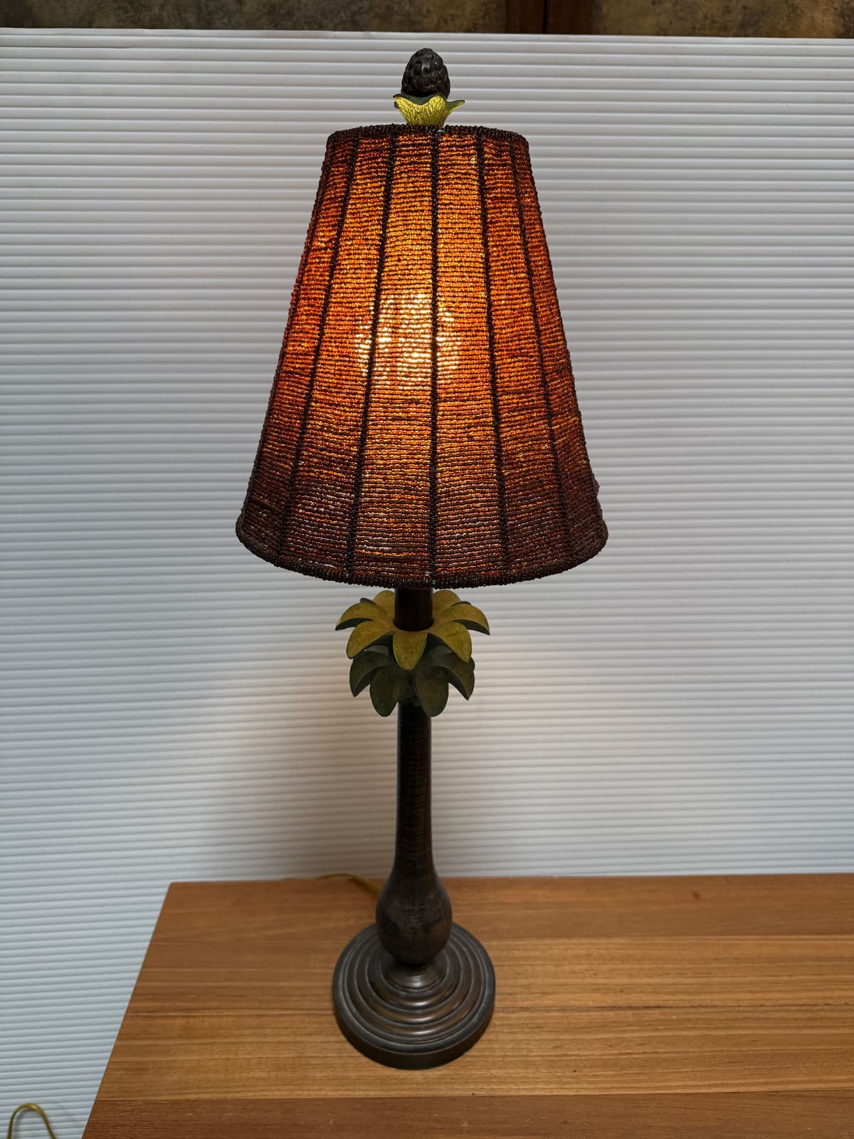 Tropical Palm Tree Table Lamp With Beaded Shade - Thumbnail 3