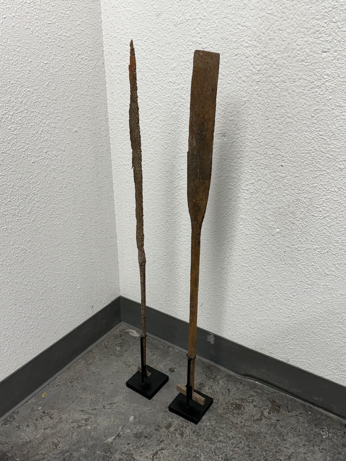 Wood + Iron Oar Artifacts on Stands, 19th Century - Thumbnail 3