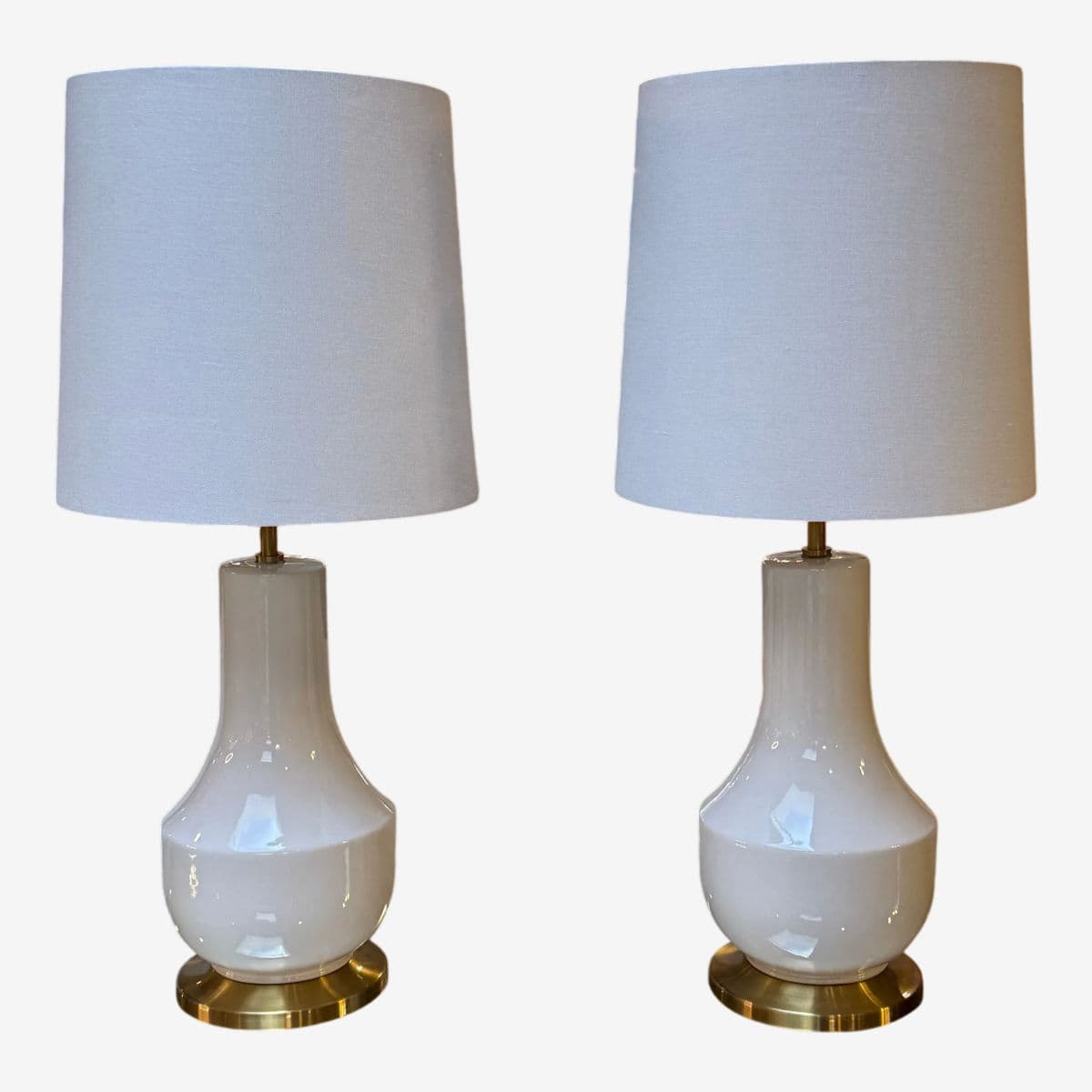 Mid-Century Style Creamy Taupe Table Lamps, Pair - Image 1