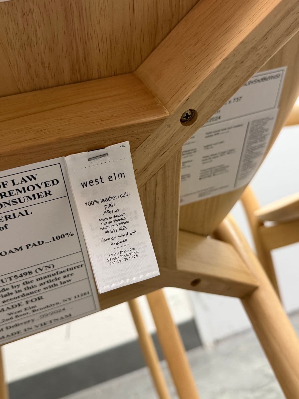 West Elm Irvine Sand Leather Dining Chairs, Set of Six - Thumbnail 8