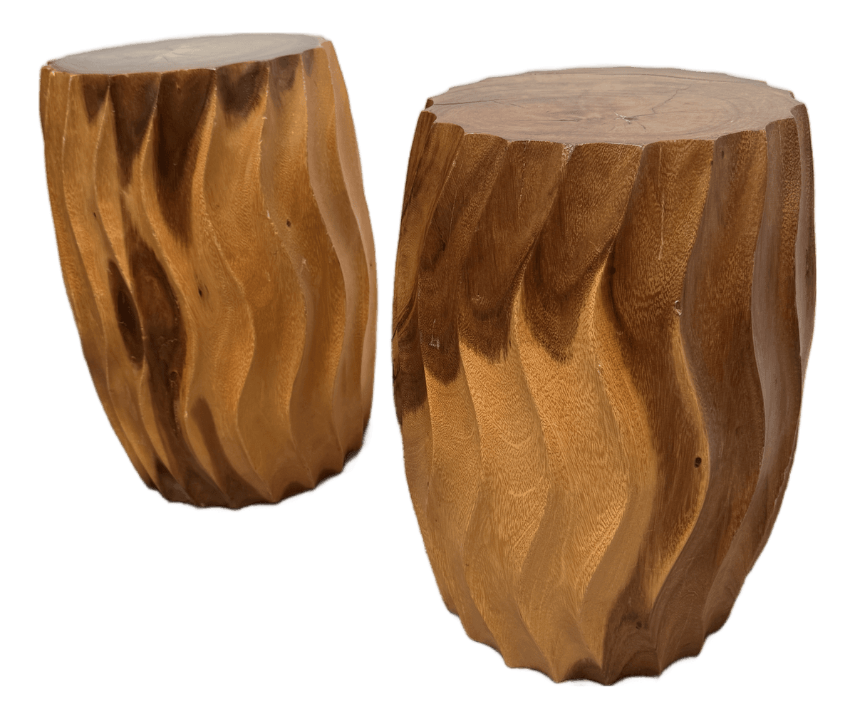 Organic Modern Maple Wood Stools, Pair - Thumbnail 2