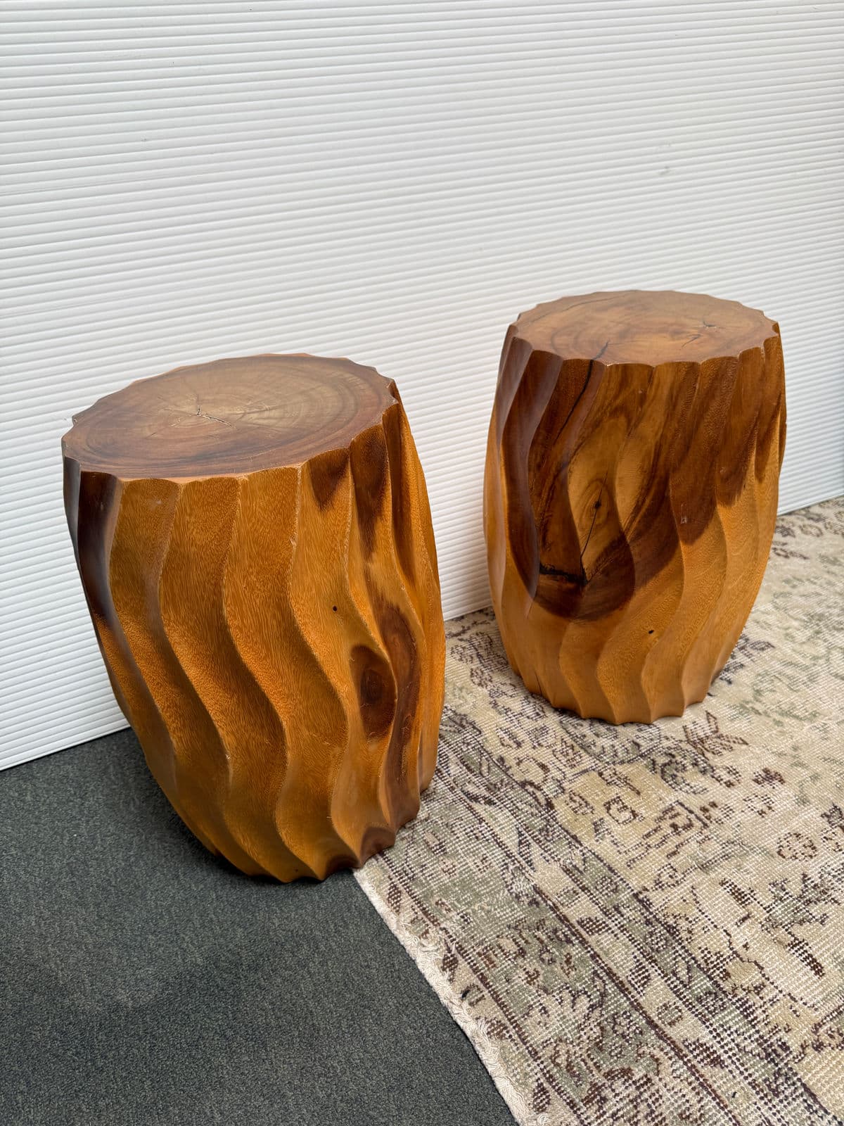 Organic Modern Maple Wood Stools, Pair - Thumbnail 4