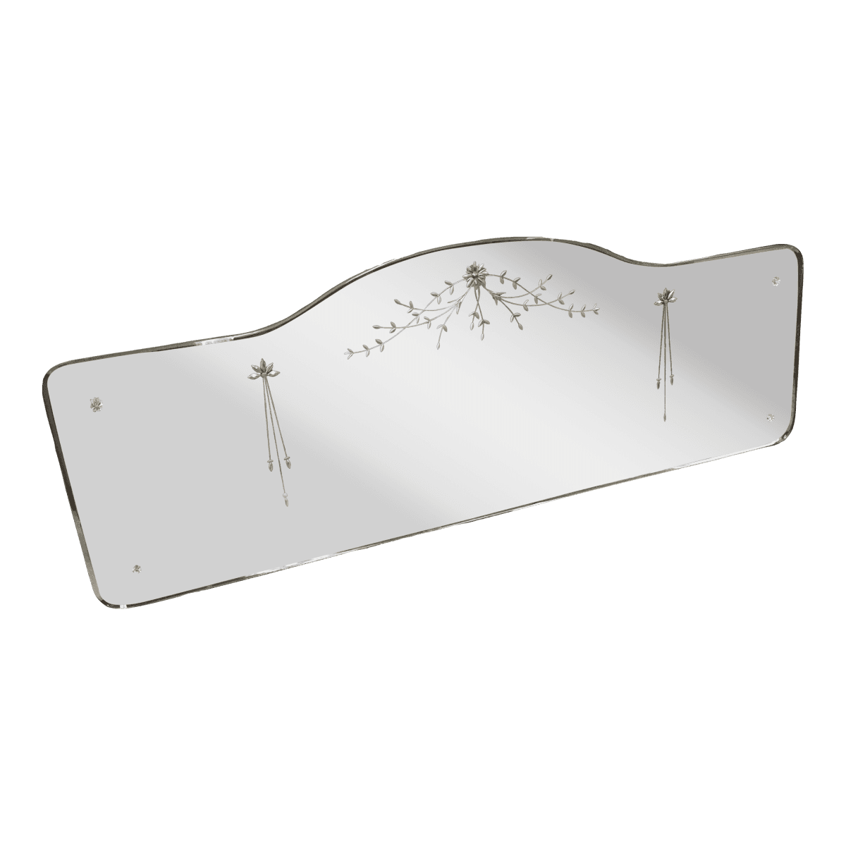 Art Deco Etched Floral Frameless Vanity Mirror, Mid 20th Century - Thumbnail 2