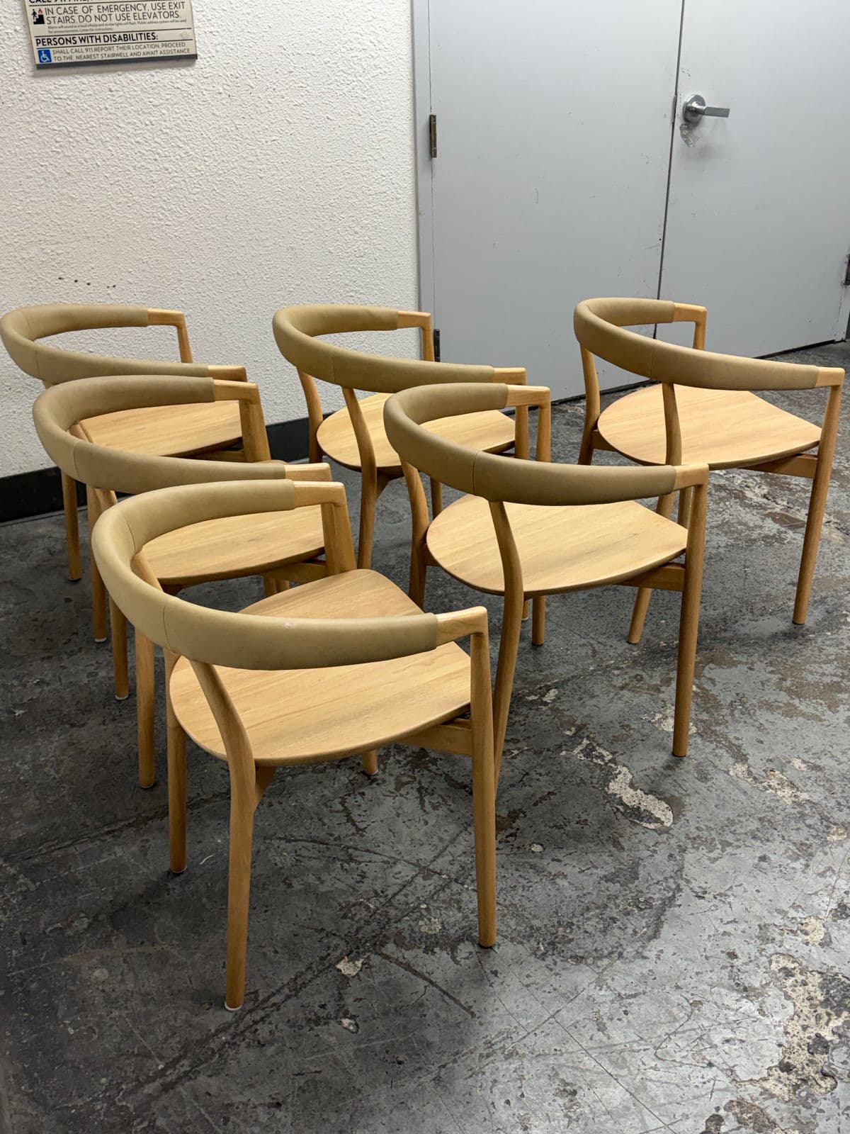 West Elm Irvine Sand Leather Dining Chairs, Set of Six - Thumbnail 4