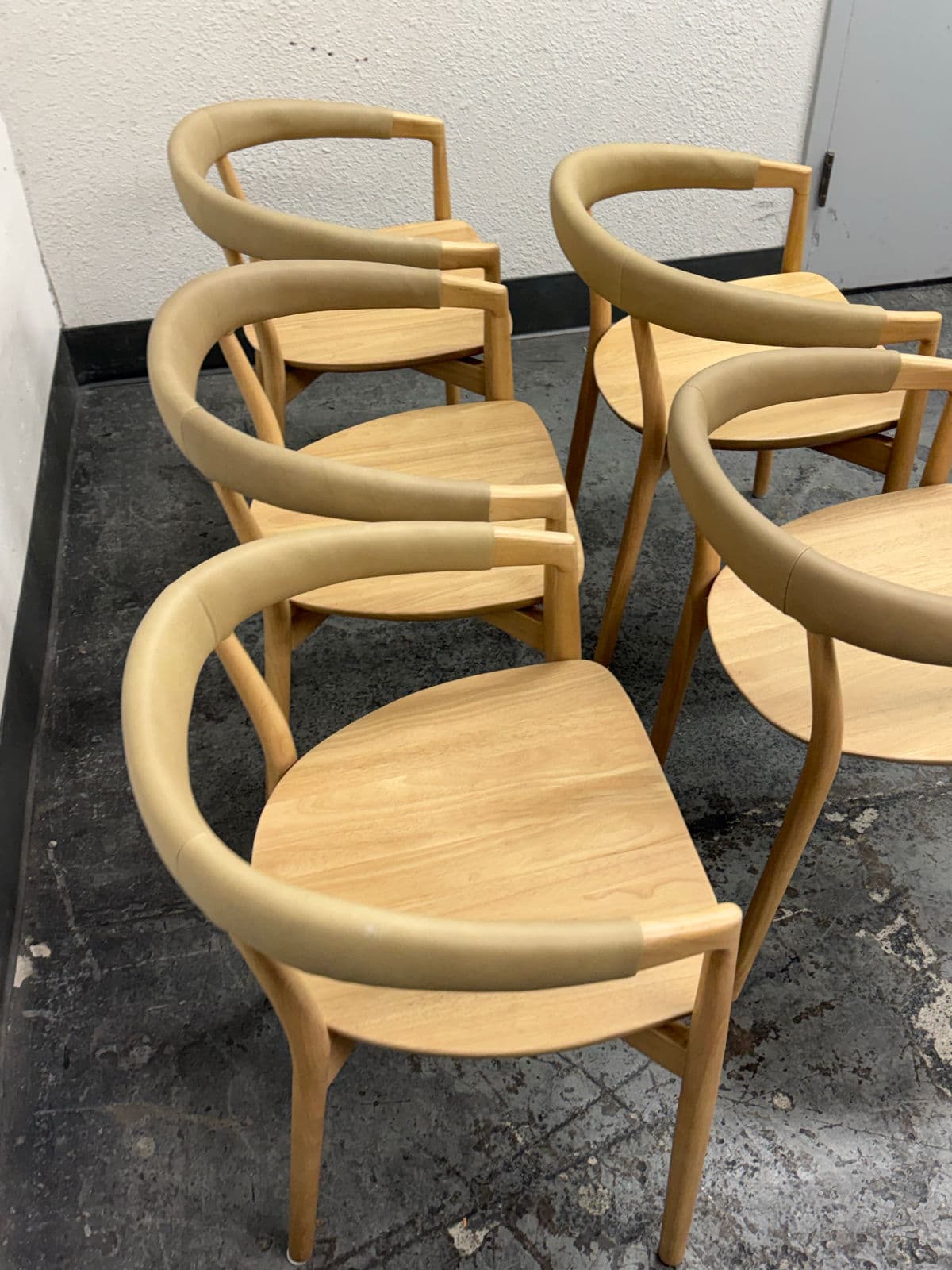 West Elm Irvine Sand Leather Dining Chairs, Set of Six - Thumbnail 5