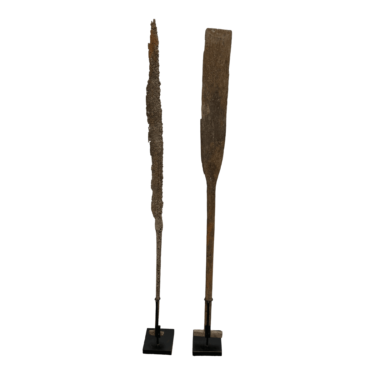 Wood + Iron Oar Artifacts on Stands, 19th Century - Thumbnail 2