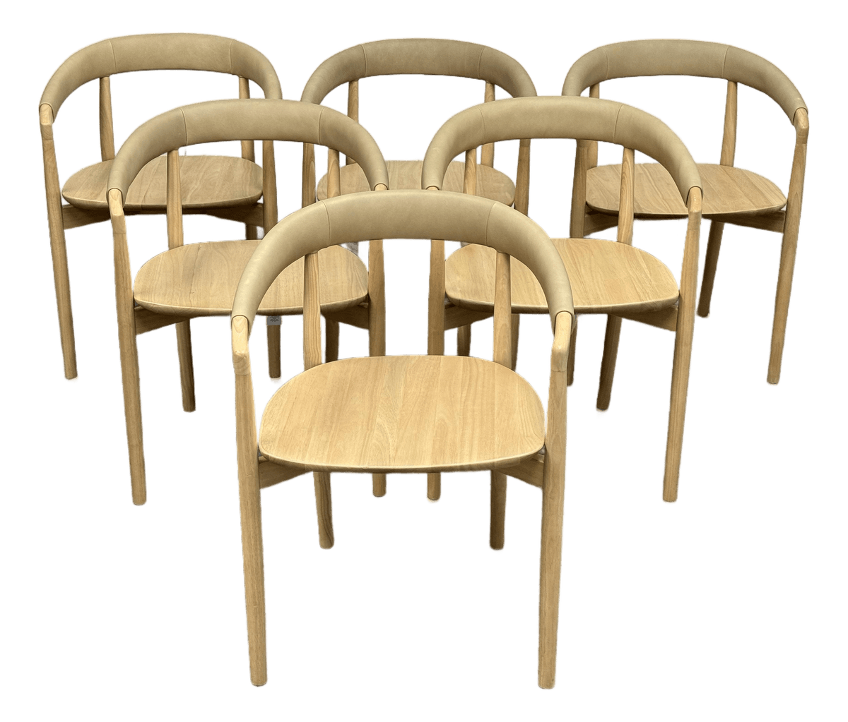 West Elm Irvine Sand Leather Dining Chairs, Set of Six - Thumbnail 2