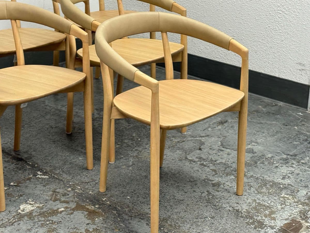 West Elm Irvine Sand Leather Dining Chairs, Set of Six - Thumbnail 11