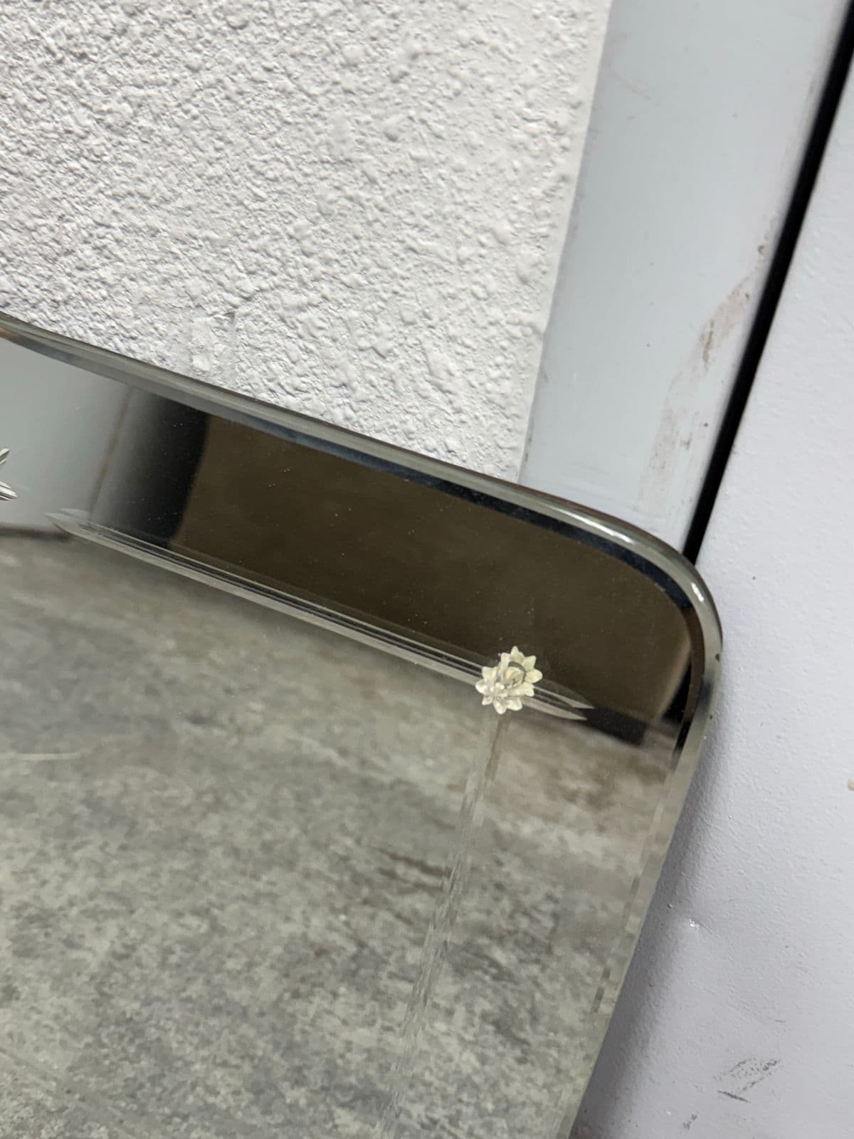 Art Deco Etched Floral Frameless Vanity Mirror, Mid 20th Century - Thumbnail 12