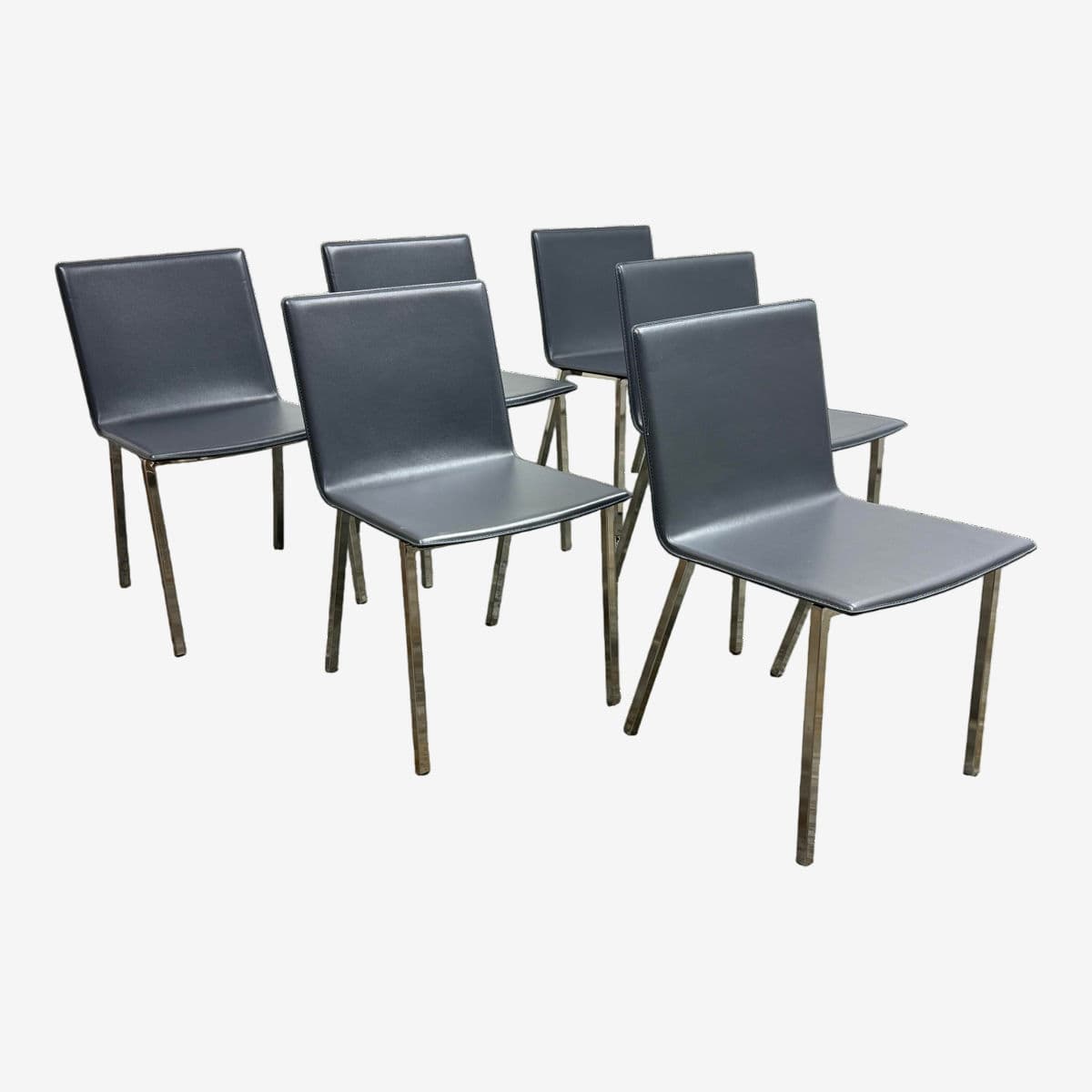 Cb2 Phoenix Carbon Gray Dining Chairs, Set of Six - Image 1
