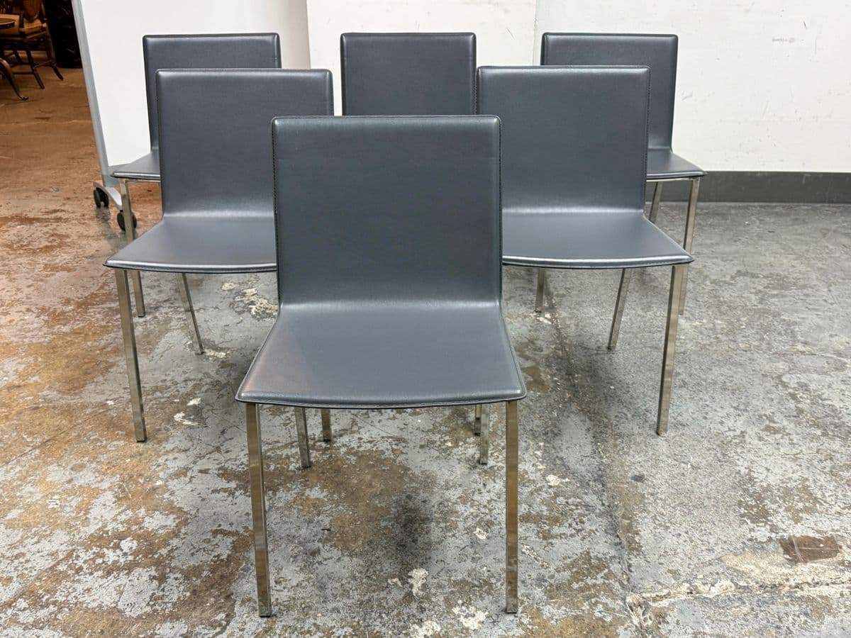 Cb2 Phoenix Carbon Gray Dining Chairs, Set of Six - Thumbnail 4