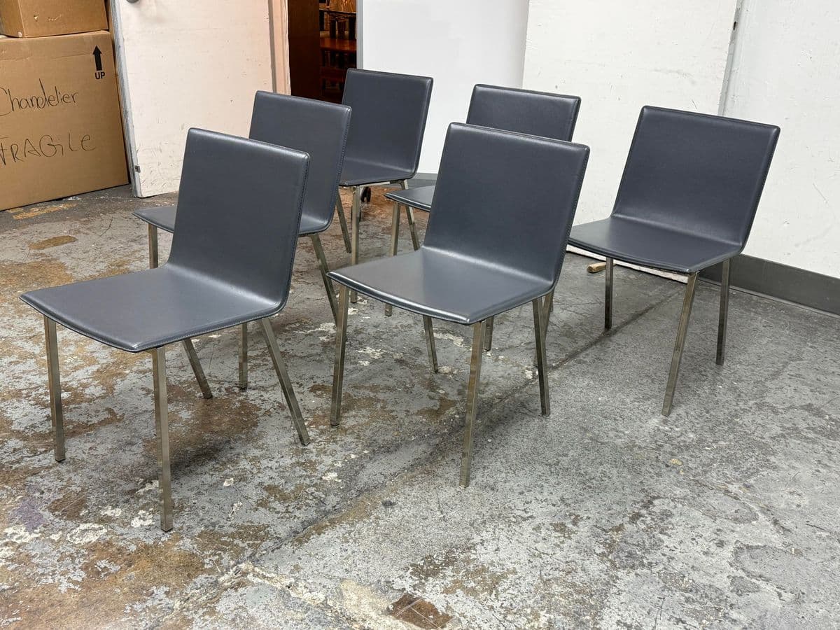 Cb2 Phoenix Carbon Gray Dining Chairs, Set of Six - Thumbnail 3