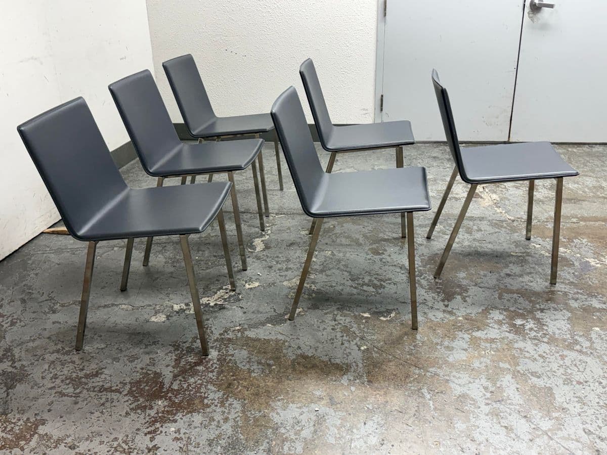 Cb2 Phoenix Carbon Gray Dining Chairs, Set of Six - Thumbnail 5