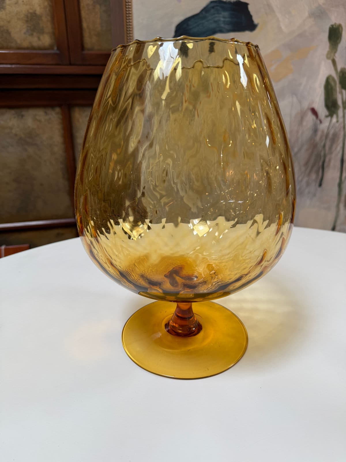 Empoli Italian Amber Glass Vase - Thumbnail 4