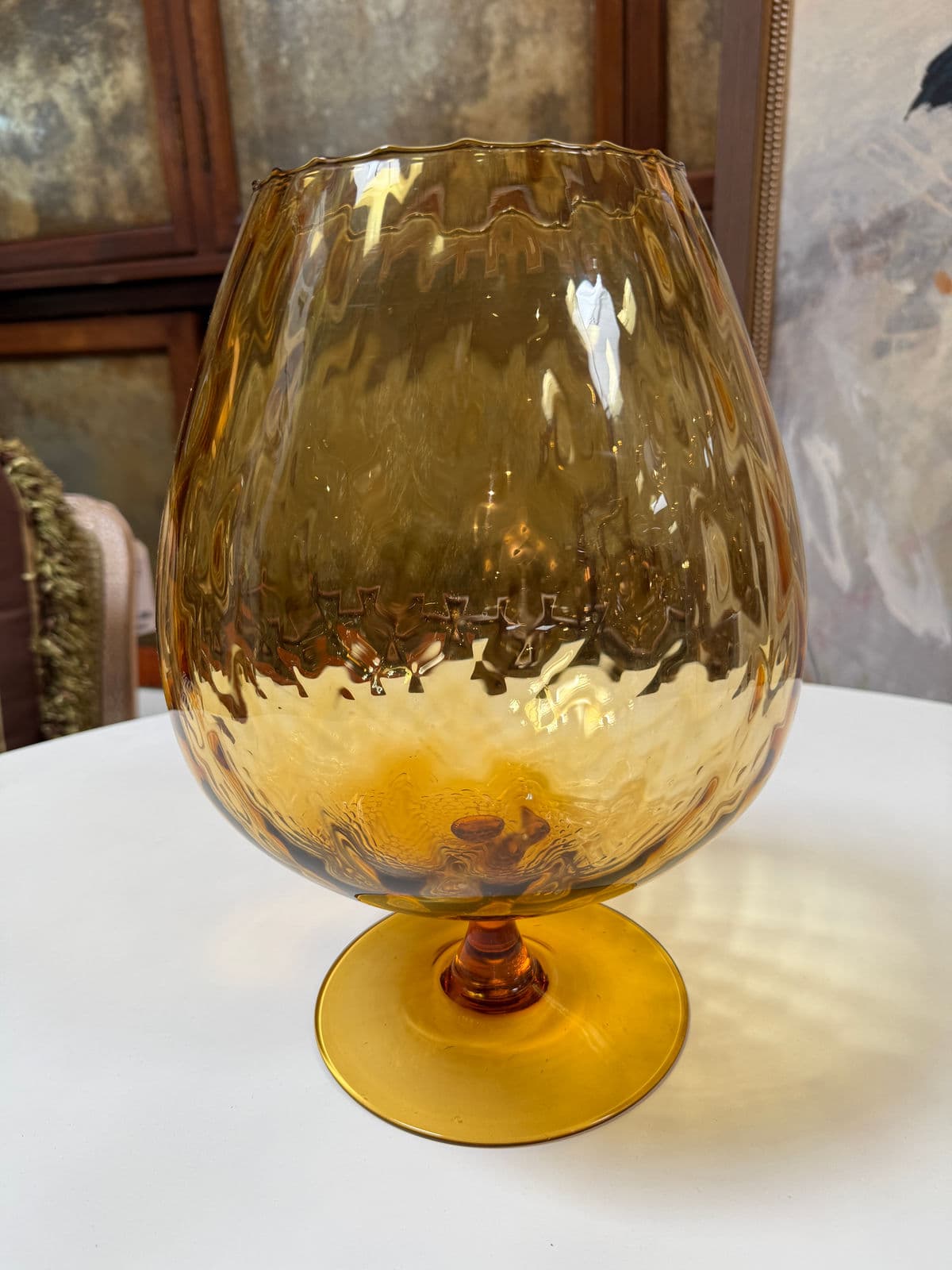 Empoli Italian Amber Glass Vase - Thumbnail 3