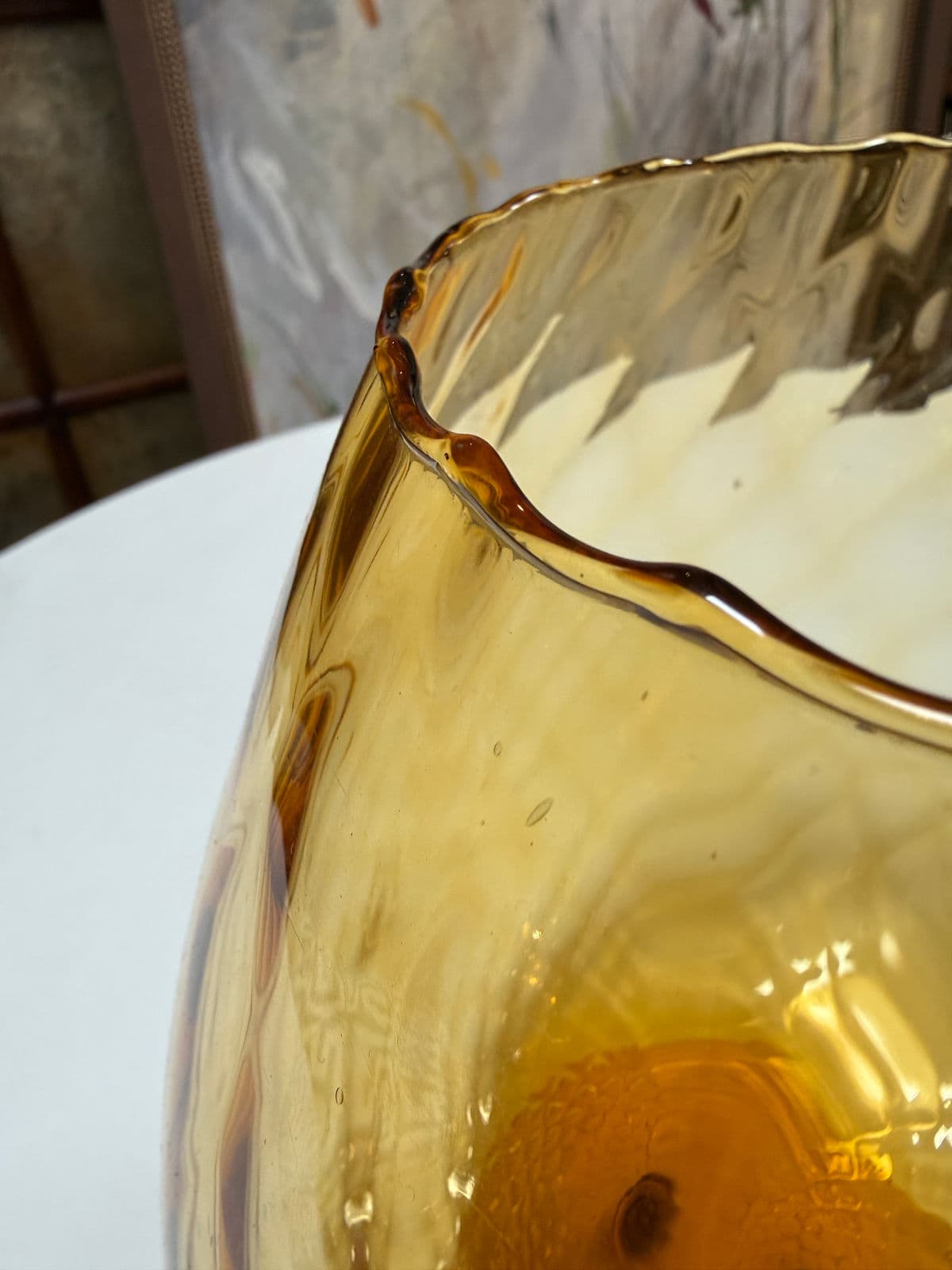 Empoli Italian Amber Glass Vase - Thumbnail 6