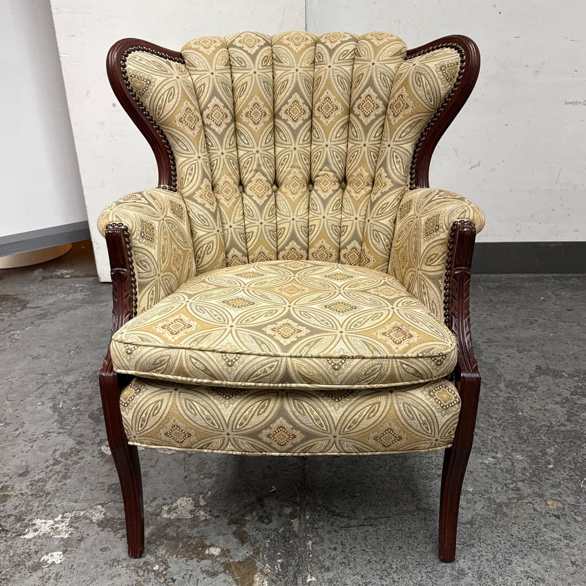Tufted Channel Wingback Arm Chair - Thumbnail 4