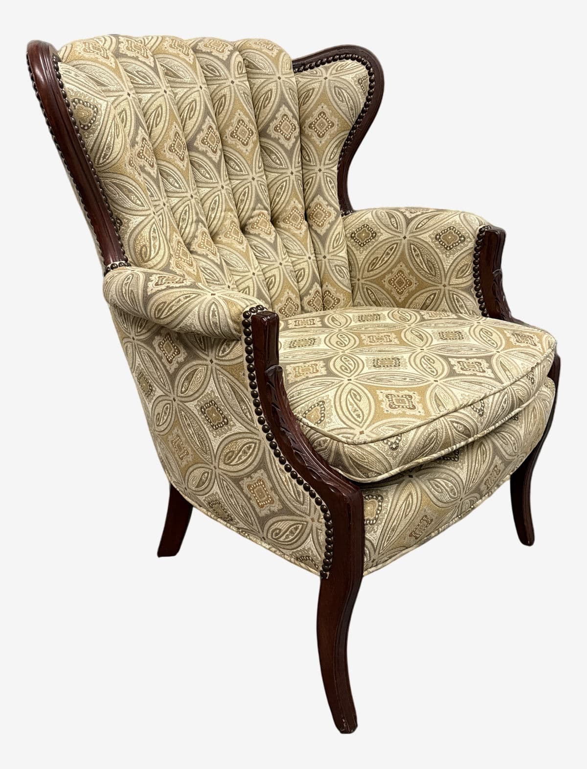 Tufted Channel Wingback Arm Chair - Image 1