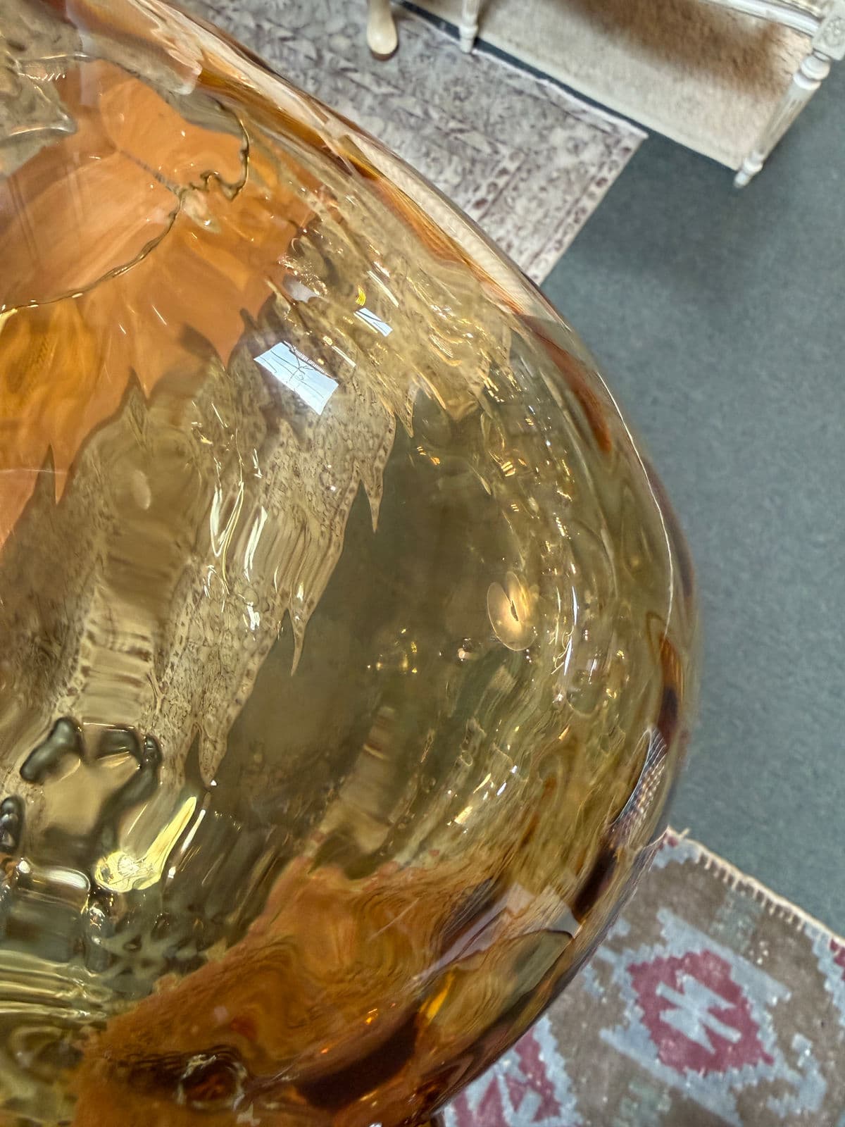 Empoli Italian Amber Glass Vase - Thumbnail 9