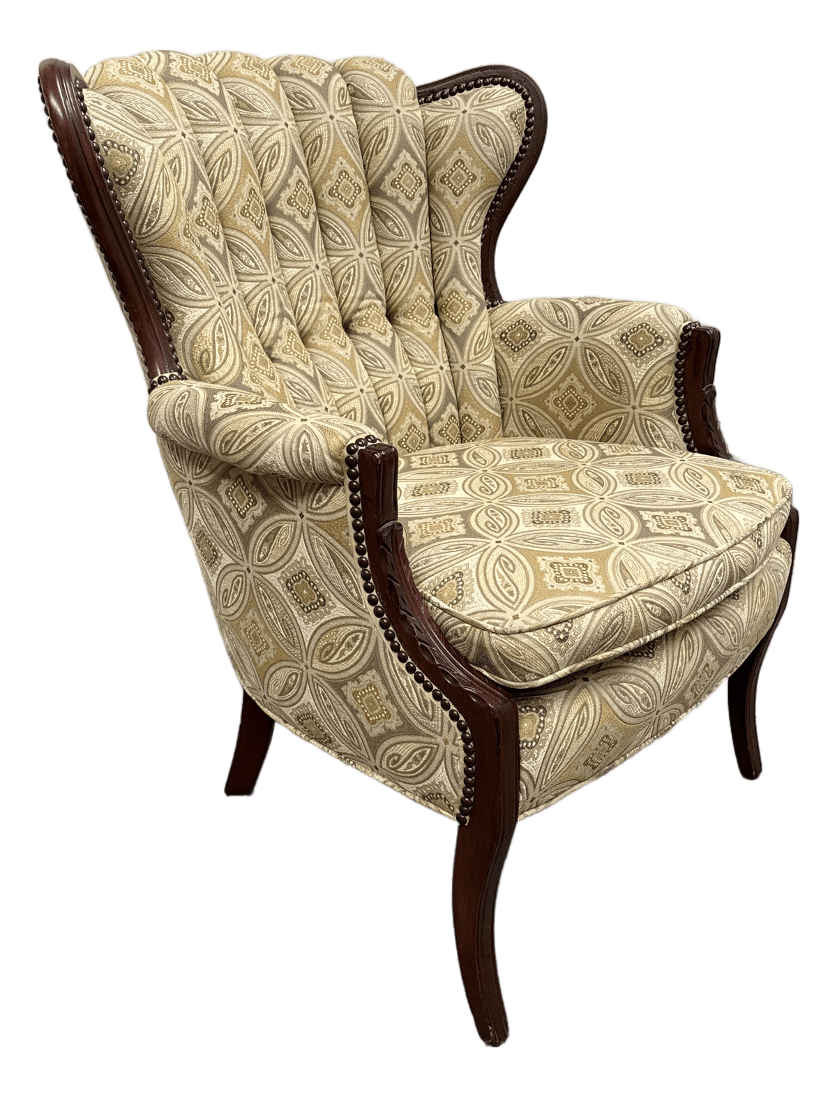 Tufted Channel Wingback Arm Chair - Thumbnail 2