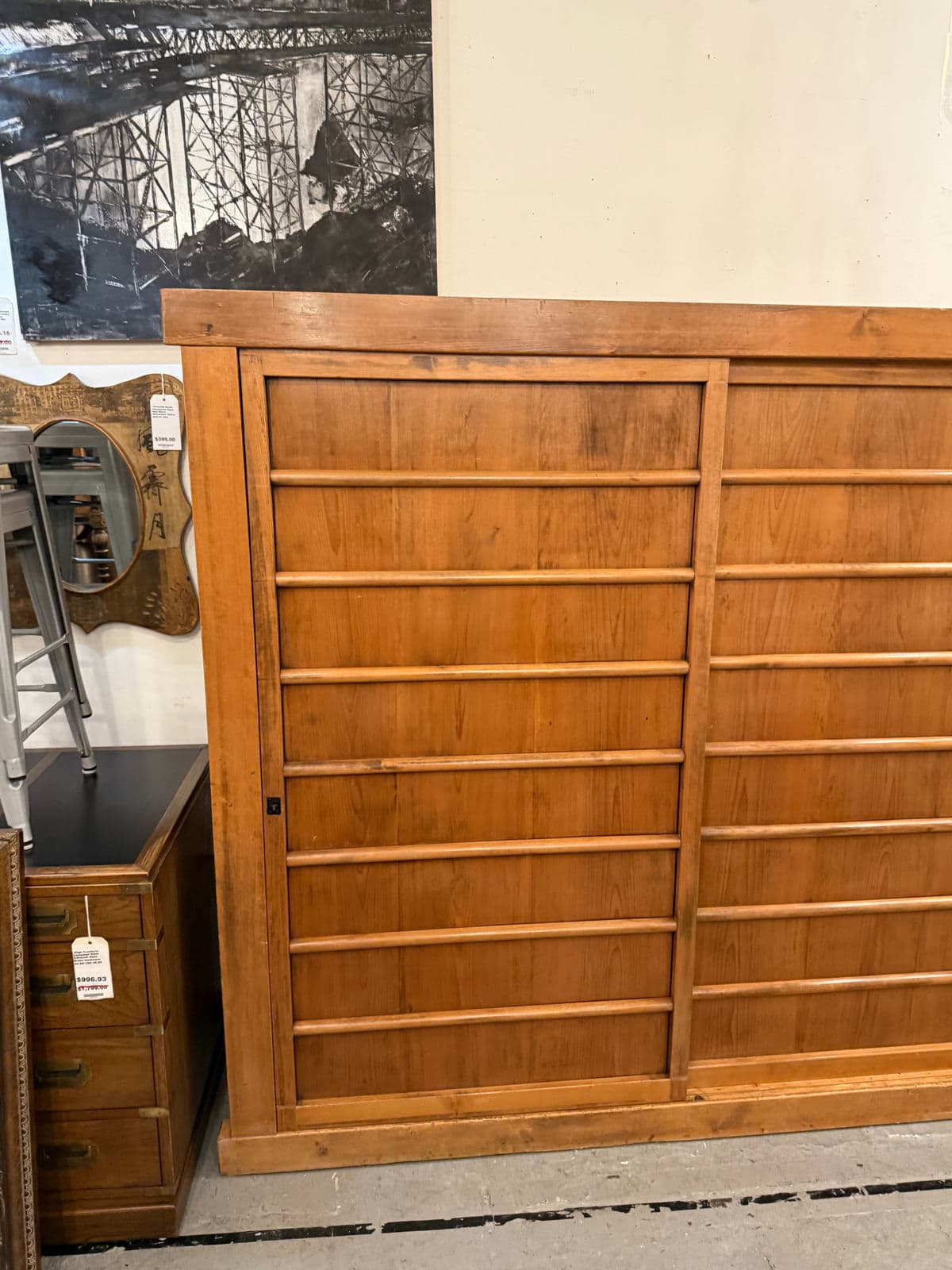 Tansu Storage Sliding Door Cabinet, Vintage - Thumbnail 6