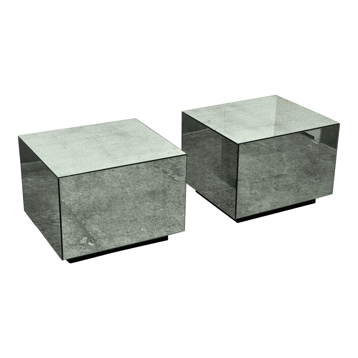 Bespoke Mirrored Cube Side Tables, Pair - Thumbnail 2