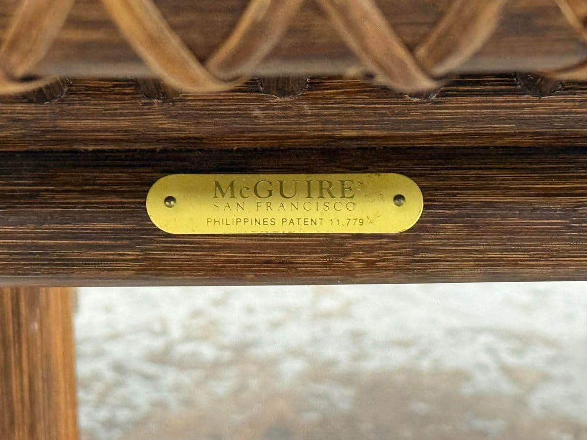 McGuire Furniture Oval Glass Top Dining Table + Six Far East Collection Dining Armchairs, Vintage Set - Thumbnail 10