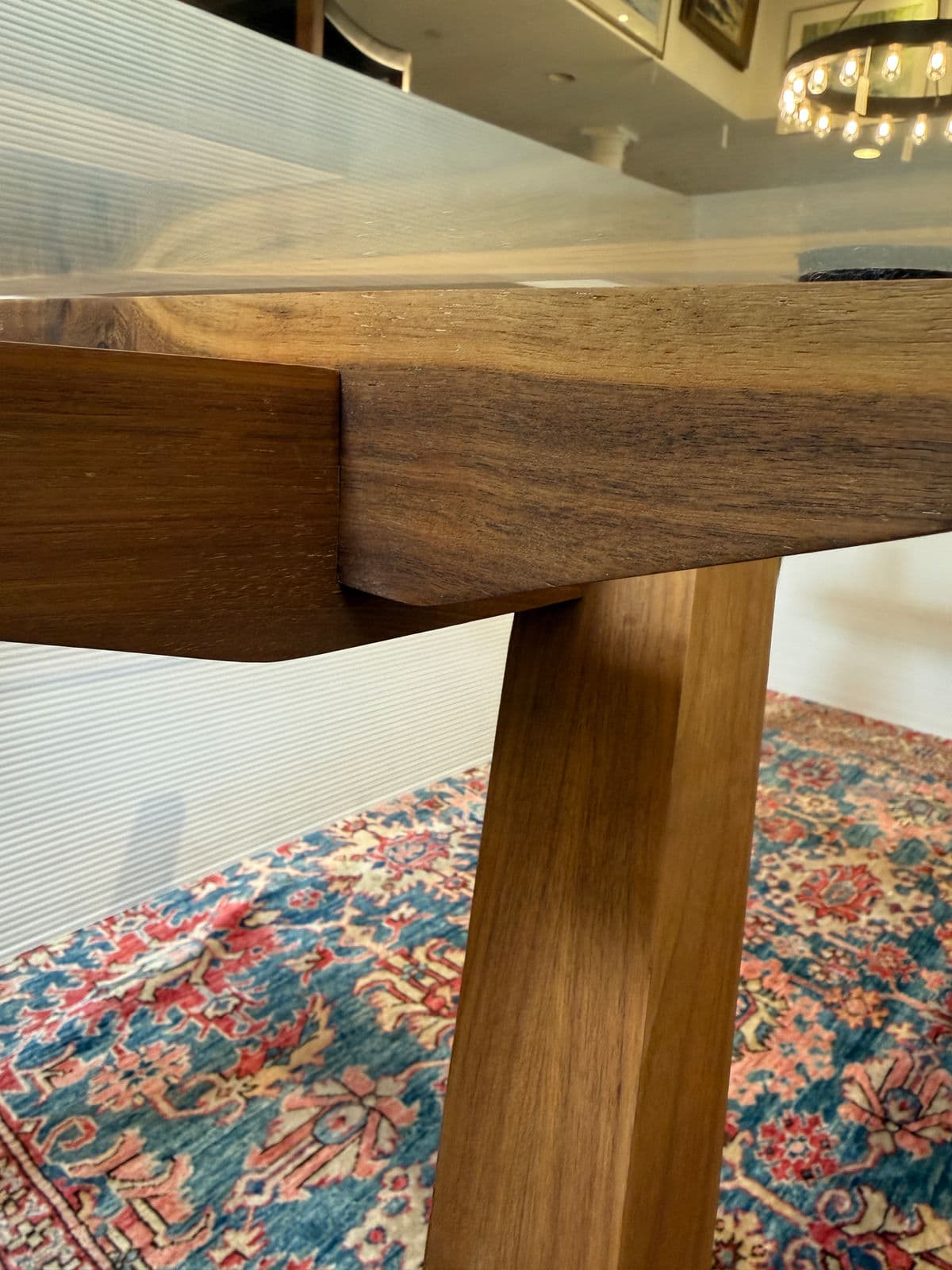 Organic Modernism Walnut Wood + Glass Dining Table - Thumbnail 8