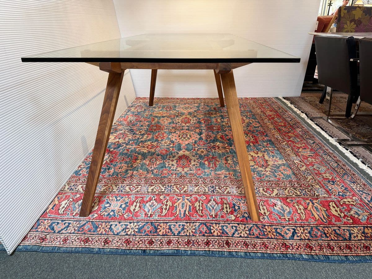 Organic Modernism Walnut Wood + Glass Dining Table - Thumbnail 5
