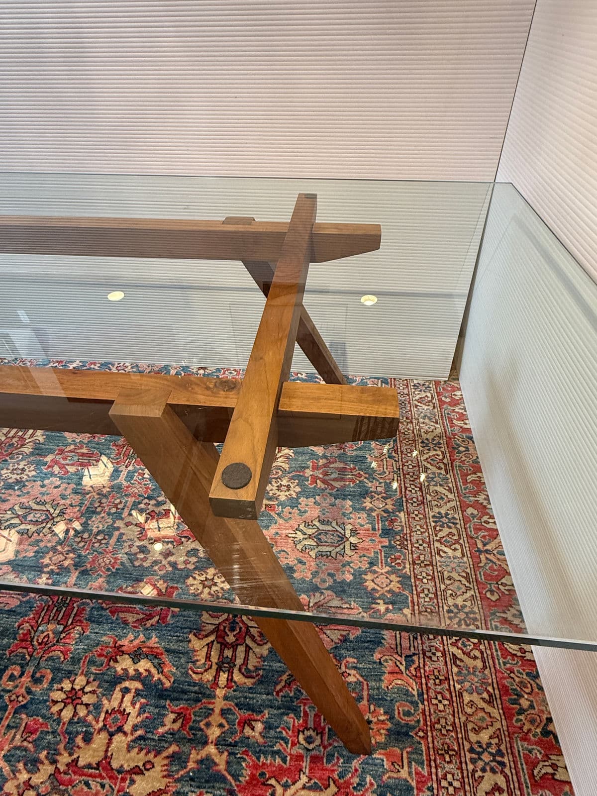 Organic Modernism Walnut Wood + Glass Dining Table - Thumbnail 10