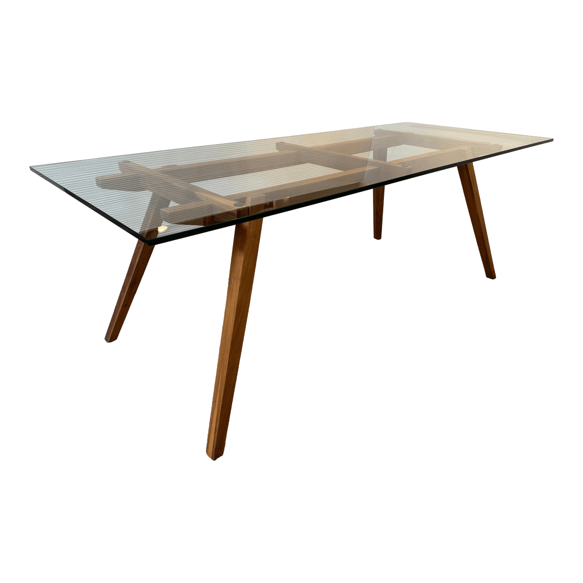 Organic Modernism Walnut Wood + Glass Dining Table - Thumbnail 2