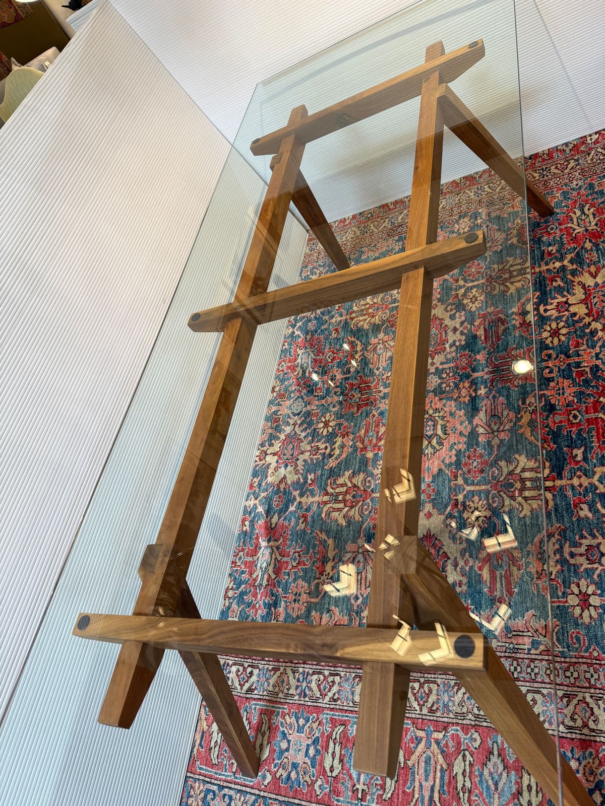 Organic Modernism Walnut Wood + Glass Dining Table - Thumbnail 4