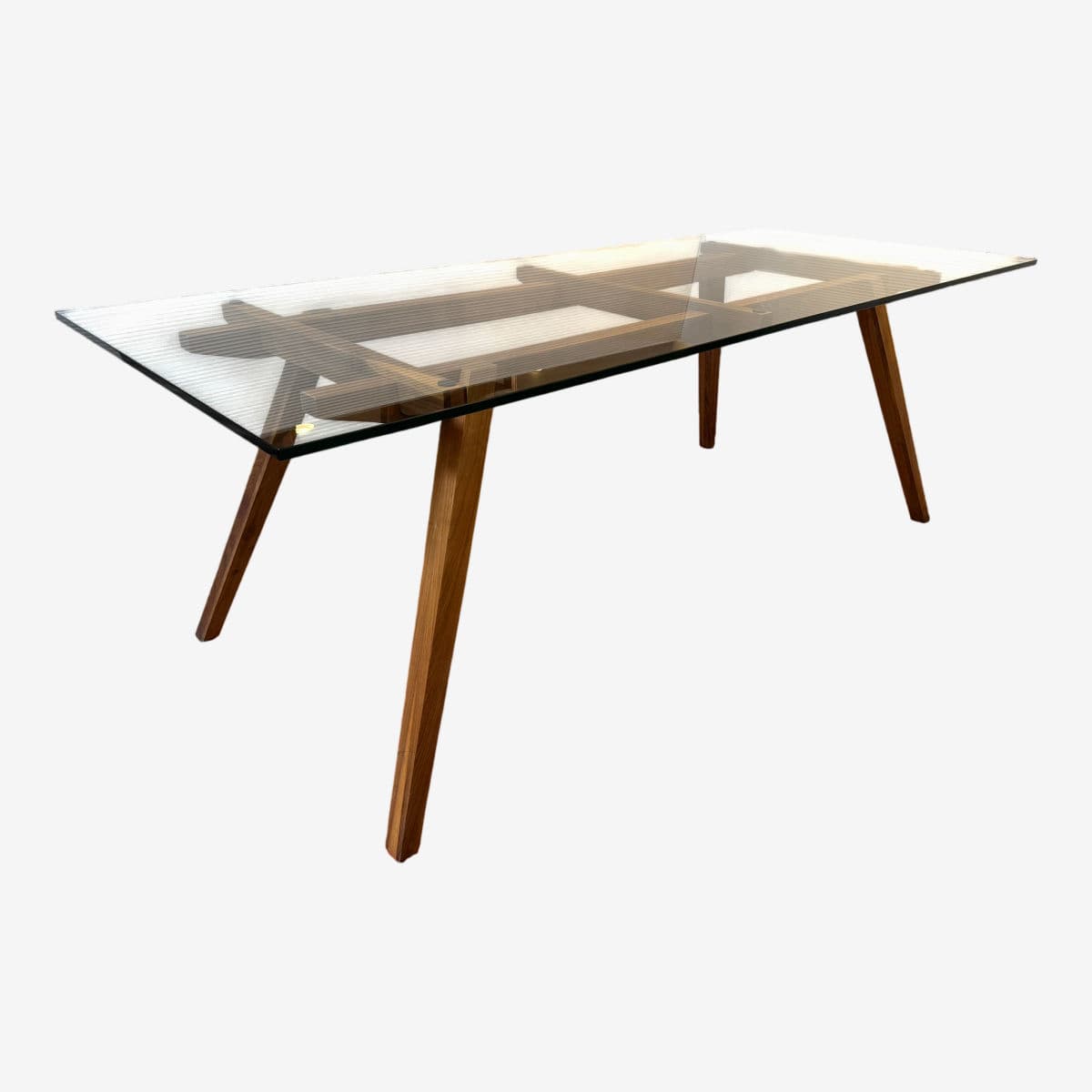 Organic Modernism Walnut Wood + Glass Dining Table - Image 1