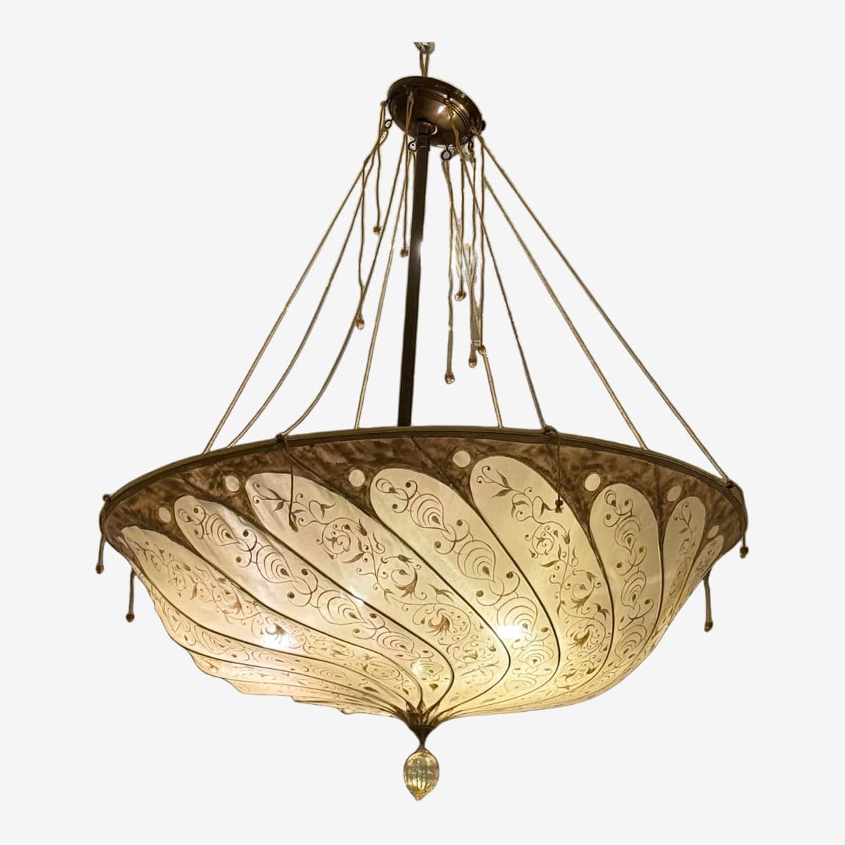 Feneri Lighting & Co. Fortuny-Style Hand-Painted Light Pendant, Vintage - Image 1