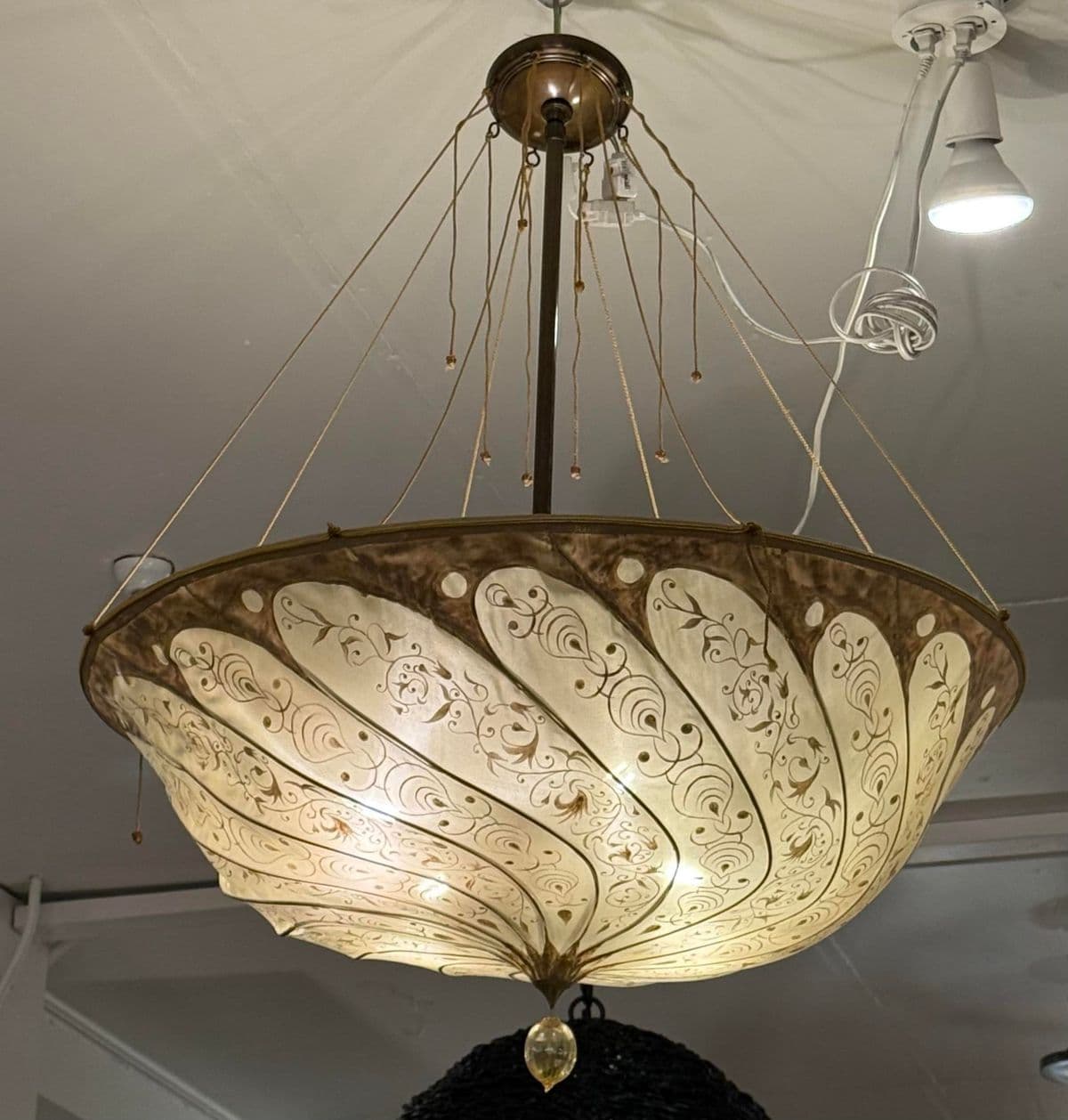 Feneri Lighting & Co. Fortuny-Style Hand-Painted Light Pendant, Vintage - Thumbnail 4