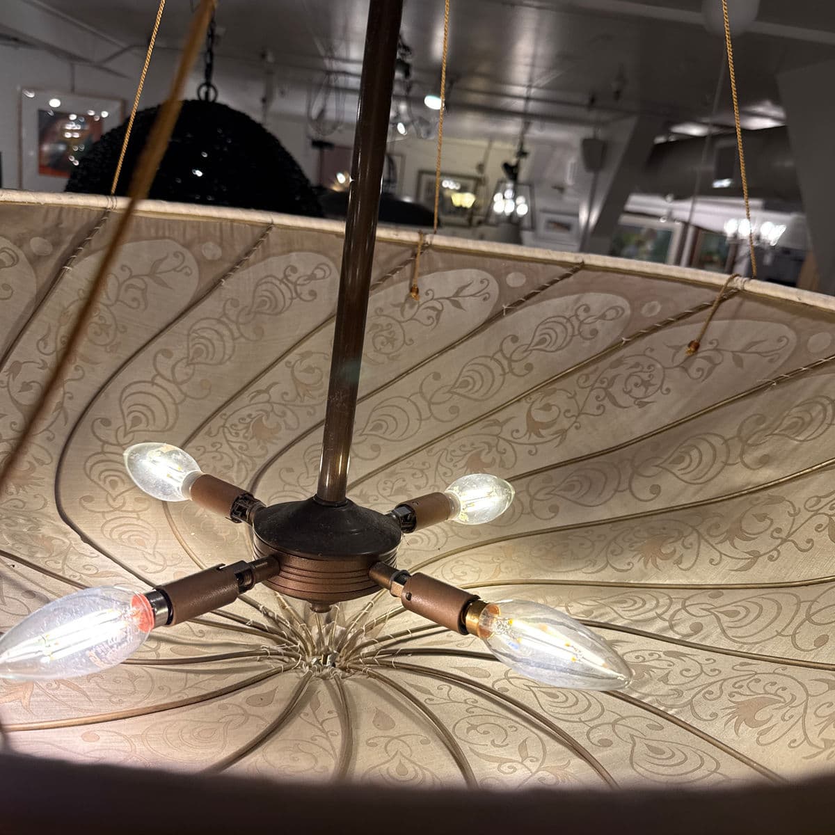 Feneri Lighting & Co. Fortuny-Style Hand-Painted Light Pendant, Vintage - Thumbnail 7